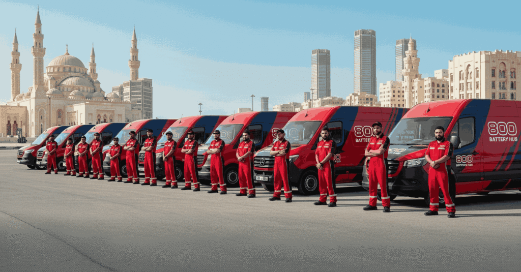 Certified technicians performed car battery replacement in Ajman