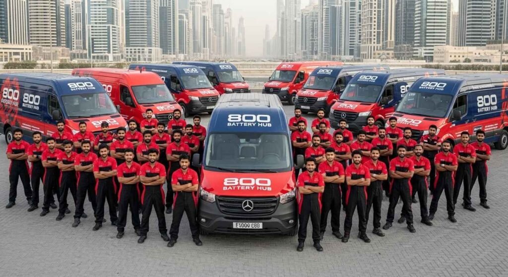 Certified car battery technicians positioned across Sharjah to provide fast on-site service