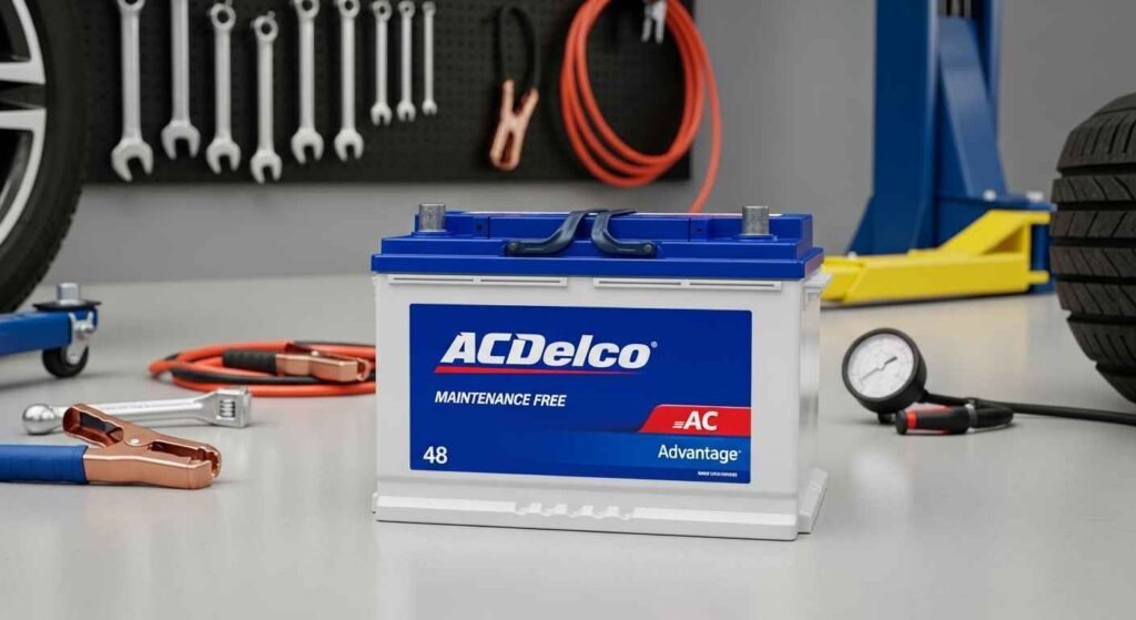 Technician handling ACDelco auto battery replacement and installation for cars