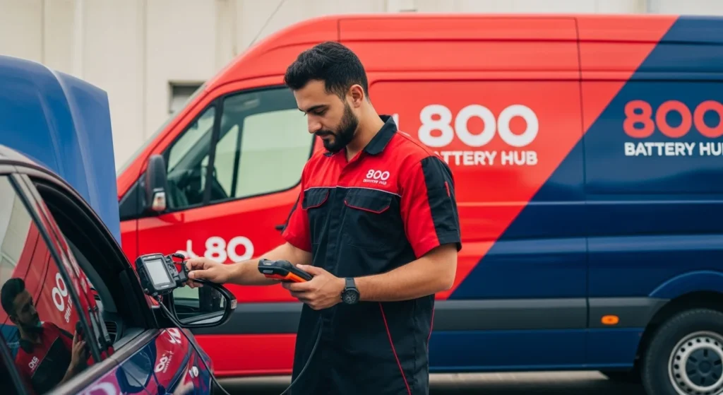 Diagnostic check for car battery replacement in UAE - Expert on-site testing