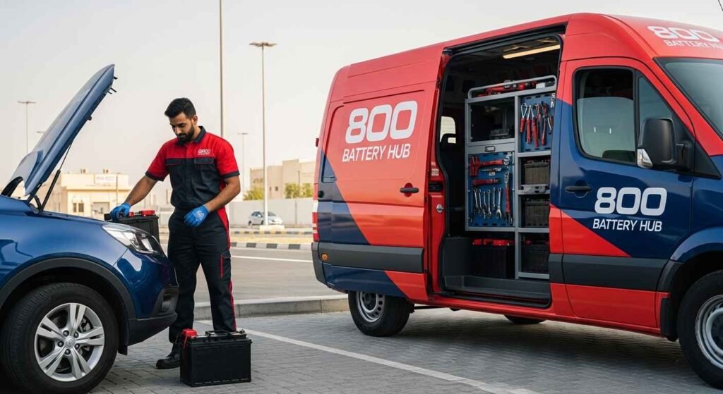 Mobile technician dispatched for roadside car battery replacement