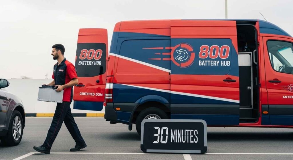 Fast at-home car battery service: nearest technician dispatched to your location anywhere in UAE