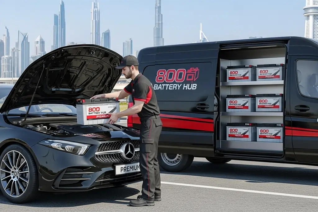Mercedes C-Class car battery replacement service in UAE