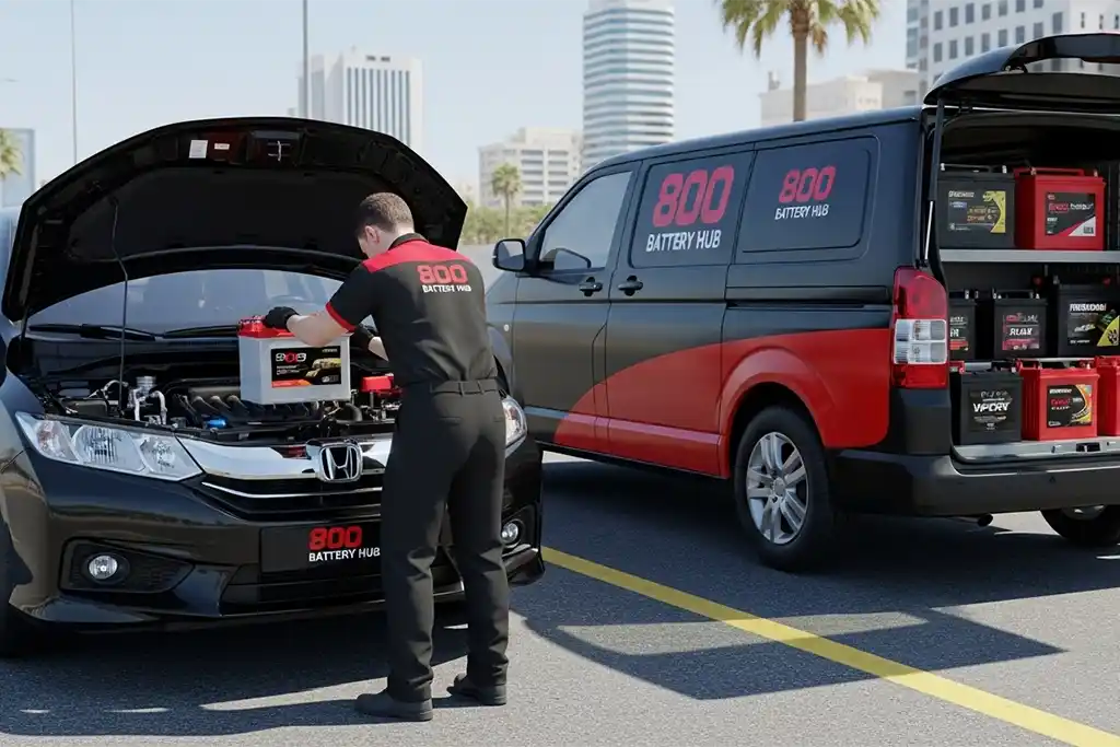On-site battery replacement service for Honda City vehicle