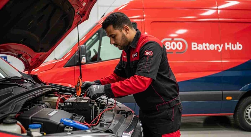 Professional battery installation and testing service at your location in UAE